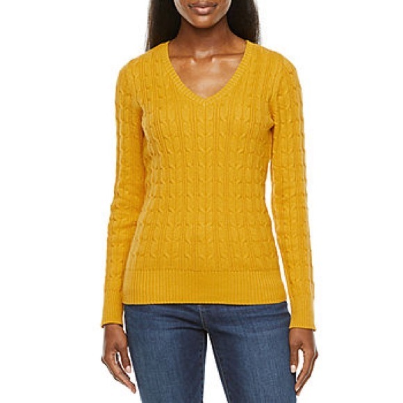 St. John's Bay Womens V Neck‎ Long Sleeve Pullover Sweater size M - Picture 1 of 6